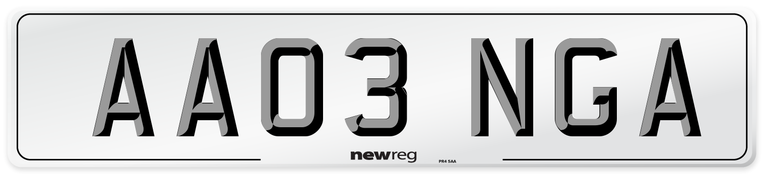 AA03 NGA Number Plate from New Reg